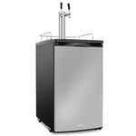 Ivation Full Size Kegerator | Dual Tap Draft Beer Dispenser & Universal Beverage Cooler | CO2 Cylinder, Temperature Control, Drip Tray & Rail, Fits 1/2, 1/4 Pony Keg, (2) 1/6 Kegs (Stainless Steel)