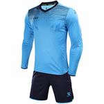 KELME Youth Men Goalkeeper Kit, Soccer Uniform Set, Goalie Jersey Shirt、Shorts Blue