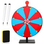 12 Inch Spinning Prize Wheel, 12 Slots Prize Wheel Spinner with Stand, Tabletop Roulette Wheel with Dry Eraser & 2 Black Markers for Carnivals, Trade Shows, Holiday Activities, Games