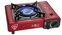 Max Gas Stove MS-2500, Up to 8000 BTU, Camp Stove, with Carrying Case (Red)