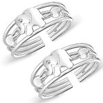 LeCalla 925 Sterling Silver BIS Hallmarked Modern Elephant Toe Rings for Women