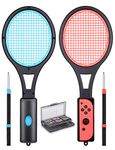 Mario Tennis Racket - Tendak Tennis Racket for Nintendo Switch Joy-Con Controllers Mario Tennis Aces Game Accessories with 12 in 1 Game Card Case (Blue and Red)