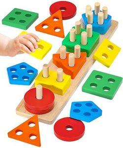 Uping Jouet Bebe 1 2 3 Ans Jeux Montessori Enfant 1 2 3 Ans Jeu Educatif en Bois Puzzle à Empiler et de Tri Cadeau Garçon Fille