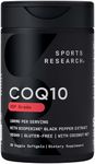 Sports Research CoQ10 (100mg) Enhanced w/Coconut Oil & Bioperine (Black Pepper) for Better Absorption | Vegan, Non-GMO Verified (30 Veggie Softgels)