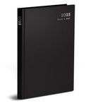 2025 A4 Day a Page Diary - Appointment Times Full Year Hardback UK Planner - for Home Office School & Work (Black)