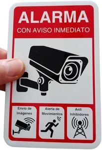 LEIASA Cartel Zona Videovigilada - 9x14 cm - Aluminio Reflectante - Placa Adhesiva - Grosor 0,6 mm - Cartel Videovigilancia - Impresión UV - Resistente Exterior - Señal Alarma Disuasorio