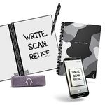 ROCKETBOOK Reusable Digital Notebook - Smart Notepad A5 Grey Camo - Spiral Note Book To Do List, Lined Paper with Frixion Erasable Pen and Wipe, Office Gadget App Reduce Paper Waste
