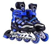 UNIQVERSE Inline Skates 4 Wheeler Aluminum Body Adjustable Skating Shoe with PU LED Wheel Roller Skates (Blue)