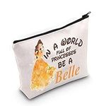 WZMPA Princess Belle Cosmetic Makeup Bag Beauty Beast Inspired Gift in A World Full of Princesses Be A Belle Zipper Pouch Bag for Women Girls, Be Belle