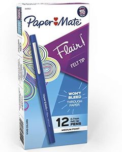 Paper Mate Flair Felt Tip Pens, Medium Point (0.7mm), Blue, 12 Count