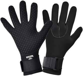 REALON Diving Water Gloves 3mm & 5mm Neoprene Men Women Wetsuit Winter Gloves Five Finger Warm in Cold Water for Surfing Swimming Waterski Kayaking etc