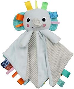 Bright Starts Elephant Cuddle 'n Tags 2-Sided Baby Lovey Security Soothing Blanket, 16"