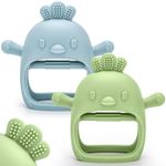 2Pcs Silicone Baby Teether Toy for Infants 3+ Months, BPA Free Anti-Drop Silicone Mitten Teething Toy for Soothing Sore Gums, Baby Chew Toys for Sucking Needs