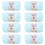 Chunky Yarn for Arm Knitting Blanket Chenille Thick Bulky Yarn DIY for Knit Blanket Cushion Bed Sofa Home Decor(Light Blue,8-Pack,4.4 lb)