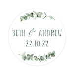 Personalised wedding stickers | wedding labels | favor sticker | wedding favors thank you stickers | 35 round stickers - per sheet (Eucalyptus)