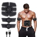 ABS Trainer Muscle Stimulator, EMS Muscle Stimulator, Abdominal Muscle Stimulator with 6 Modes & 10 Intensities, USB Rechargeable Abs Stimulator for Men Woman Abdomen/arm/leg Home Office Exercise