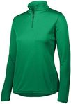 Augusta Sportswear Ladies Attain Wicking 1/4 Zip Pullover - Women's Running Long Sleeve Jacket with Sun Protection, Kelly, Large