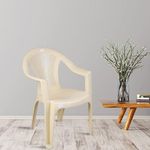 ROSE® Barry Plastic Chair | Indoor Outdoor Chair | Patio Chair | Plastic Stackable Chairs for Dining Room | Strong and Sturdy Structure | Living Room Chair (Cream)