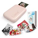 Liene Photo Printer, 2x3 Mini Instant Portable Color Mono Picture Printer w/ 50 Zink Adhesive Paper, Bluetooth 5.0, Compatible w/iOS & Android, Small Photo Printer for iPhone, Smartphones, Pink