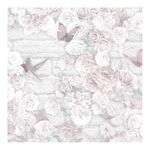 Superfresco Easy Pink Flower Wall Floral Wallpaper - Pink & Light Pink Wallpaper - Contemporary Vinyl Floral, Brick & Butterfly Design - Cover for Small Cracks - Feature or 4 Wall Design