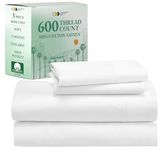 California Design Den -Twin Sheet Set 100% Cotton Sheets, 600 Thread Count, Deep Pocket, Soft & Crisp White Sheets Set, 3 Pc Twin Sheets Set, Sateen Weave, Beats Egyptian Cotton Claim (Bright White)