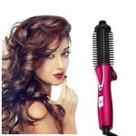 Mini Collaspe Hair Curler, Tangle-Free Curling Iron Brush and Volumizer, Dual Voltage Travel-Friendly Tourmaline Ceramic Ionic Hot Brush Styling Wand