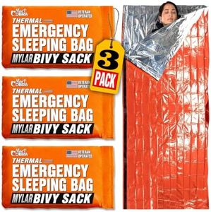 Emergency Sleeping Bag 3 Pack | for Survival Gear and Supplies Life Bivy Sack Waterproof Mylar Emergency Blankets for Survival Kit Car Camping Gear Hiking Tac Bivvy Go Bag Supplies Sleep Sacks Shelter