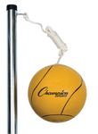 Champion Sports Portable Tetherball Set: Classic Backyard Lawn Beach and Pool Party Game Includes Soft Ball Nylon Rope & Durable Telescopic Pole with Free Air Pump