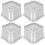 MYMULIKE Bed Risers 2 inch, 3 inch, 4 inch, 6 inch or 8 inch Heavy Duty Furniture Risers, Up to 6000 Lbs L Shaped Design Bed Lifts Blocks for Couch Desk Sofa Table Bookshelf（White 4 Pack, 4 inch）