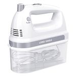 Lord Eagle Electric Hand Mixer, 300W Power Handheld Mixer Kitchen for 5-Speed Baking Cake Egg Cream Food Beaters Whisk, with Snap-On Storage Case, White