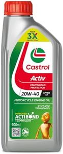 Castrol Activ 20W-40 4T Engine Oil for Bikes with Synthetic Technology (900ML) | 3X Protection with Actibond Technology | Engine Protection for bikes | API SN and JASO MA2