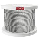 Muzata 300ft 1/8'' Stainless Steel Cable, T316 Stainless Aircraft Steel Wire Rope Cable for Railing,Decking, DIY Balustrade, 7x7,Series WR02
