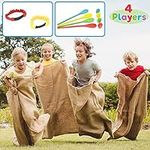 JOYIN 4 Players Outdoor Lawn Games; Potato Sack Race Bags, Egg and Spoon Race Games, Legged Relay Race Bands Elastic Tie Rope for All Ages Kids and Family, Outside Easter Eggs Hunt Game Party Favor