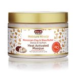 African Pride Moisture Miracle Moroccan Clay & Shea Butter Heat Activated Masque - For Natural Coils & Curls, Detoxes & Softens, Removes Impurities & Product Build-Up from Hair 350ml