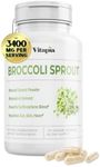 Vitapia Organic Broccoli Sprout & Broccoli Extract 3400mg for Sulforaphane, Antioxidant, Brain, Skin, Heart Health Support - 120 Veggie Capsules - Non-GMO, Gluten-Free, Vegan-Friendly Supplement