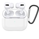 Case Compatible AirPods PRO Case Cover Visible LED Design with Airpod Accessories Keychain. Silicone Protective Skin Cute Air Pods Silicone Protective Case for Apple Airpod PRO Case-White