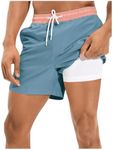 Floerns Men's Swim Trunks with Compression Quick Dry Shorts Swim Board Shorts Dusty Blue X-Large