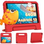 YESTEL Kids Tablet 8 inch Android 13 Tablet with 7GB RAM+64GB ROM(Expand to 1TB), 2.4/5G WiFi 6, Android Tablet for Kids with Parental Controls,Bluetooth 5.0,Double Camera, GPS,Red