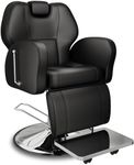 Baasha Barber Chair, Reclining Salon Chair for Hair Stylist, All-Purpose Hair Chair with Heavy-Duty Steel Frame, Shampoo Chair Stylist Chair Tattoo Chair, Beauty Salon Equipment - Black