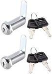 sourcing map Cam Lock 1-1/2" Cylinder Long Cabinet Locks with No.3 Cam, Fits for 1-3/8" Max Thickness Panel Keyed Different 2Pcs