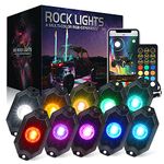 Xprite 10 Pods RGBW LED Rock Lights Kit with Bluetooth & Remote Controller, Multicolor Jeep Car Underglow, Wheel Neon Light, for Off-Road Trucks UTV ATV SUV SxS