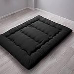 Extra Thick Futon Mattress Single,Foldable Sleeping Mattress for Floor,Japanese Tatami Mattresses Floor Mattress with Removable Cover,Japanese Bed Roll Sleeping Pad,Black,Twin/90x200cm