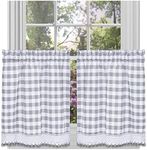 Achim Home Furnishings Buffalo Check Window Curtain Tier Pair, 58" X 24", Grey