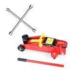 Auto Pearl Car Jack (2 ton) Car Hydraulic Floor Jack Trolley Jack with 4-Way Wheel Spanner(17 x 19 mm, 21 x 23 mm) (Combo Kit) Compatible with All Cars