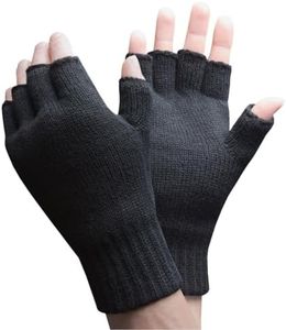 HEAT HOLDERS - Mens Winter Warm 2.3 TOG Fleece Lined Insulated Knit Thermal Fingerless Gloves