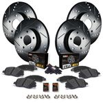 Max Advanced Brakes Front & Rear Brake Kit For 2006-2018 Toyota RAV4 w/275mm Front Rotor Exc 3rd Row Seating Replacement Drilled Slotted Black Coated Disc Brake Rotors and Ceramic Brake Pads