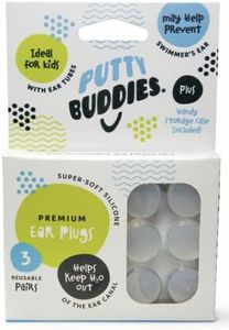 Putty Buddies Original Swimming Earplugs - The Best Swimming Ear Plugs - Block Water - Super Soft - Comfortable - Great for Kids - 3-Pair Pack (Clear)