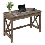 Lavish Home Writing Desk - Work Desk with X-Pattern Legs - for Office, Bedroom, Computer, or Craft Table - Home Office Desks (Tan Wood Finish)