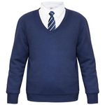 A2Z 4 Kids Girls Boys Unisex Club Scouts School Uniform V Neck Jumper - V Neck Jumper Navy 13-14