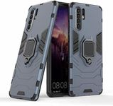 Glaslux TPU Defender Case | Rotating Ring Holder & Kickstand In-Built | Military Grade Armor | Bumper Back Cover For Huawei P30 Pro - Armor Grey, Blue